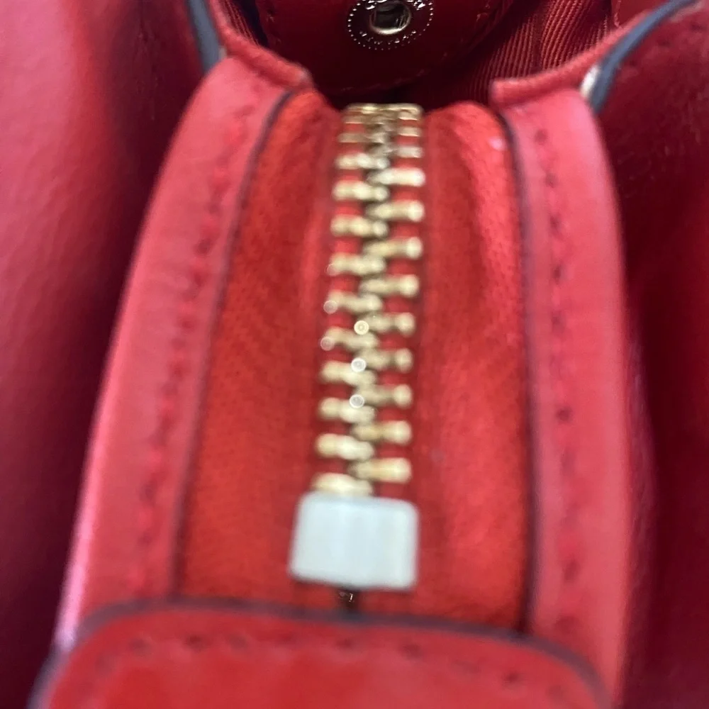 Coach Red Coral Croc-Embossed Leather Bag with Crossbody Strap